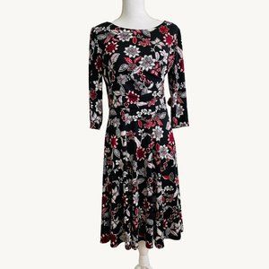 Studio One New York Dress Black White and Red Floral